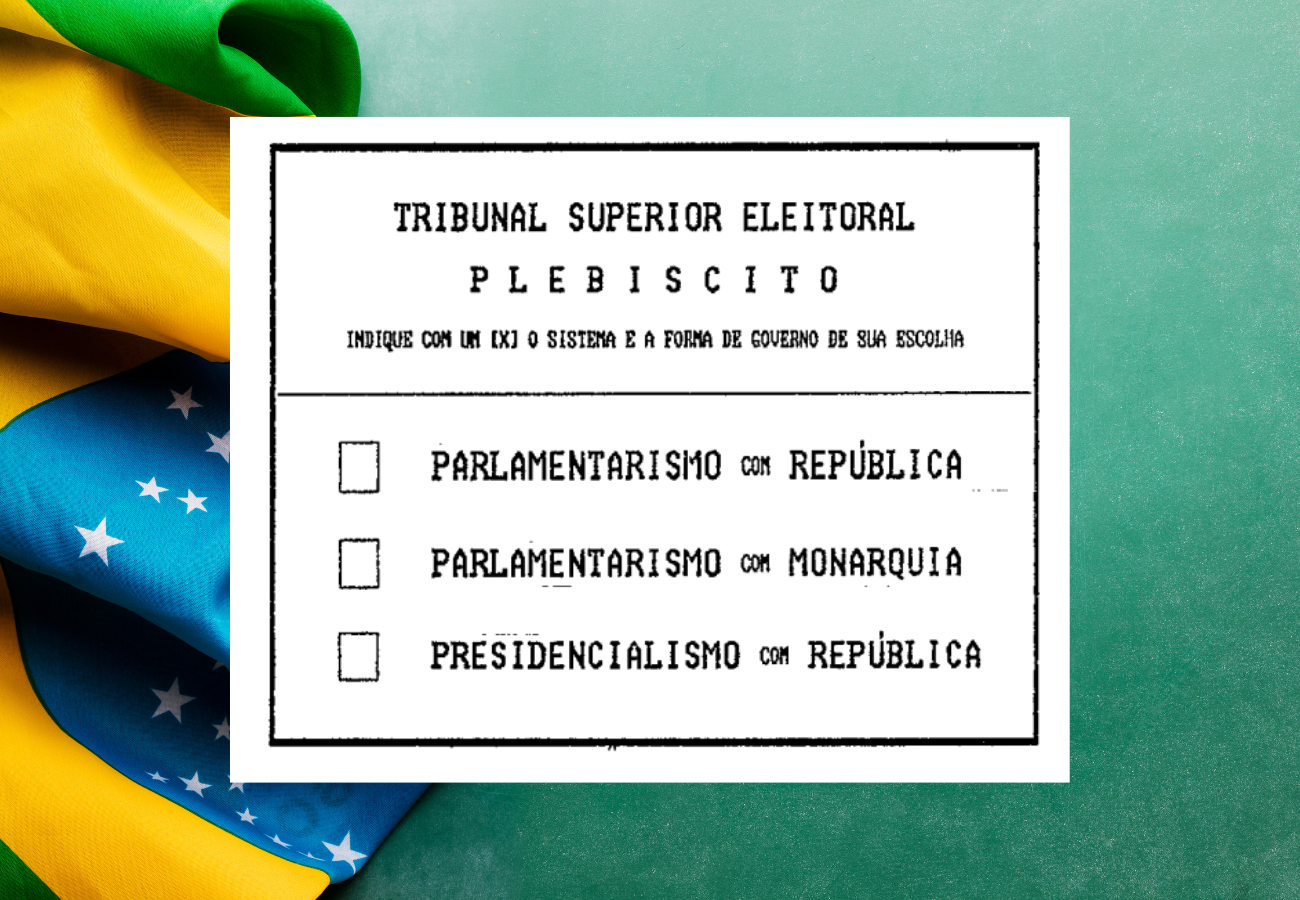 Cédula rejeitada no Plebiscito de 1993. Impressa.