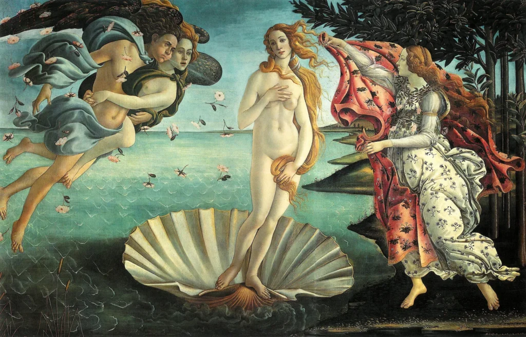 O Nascimento de Vênus de Botticelli, ícone do Renacimento Italiano.